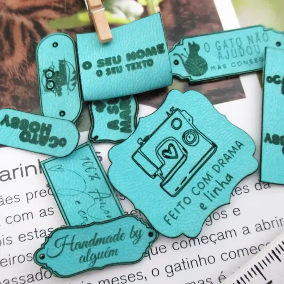 Etiqueta em Ecopele - Cor Azul