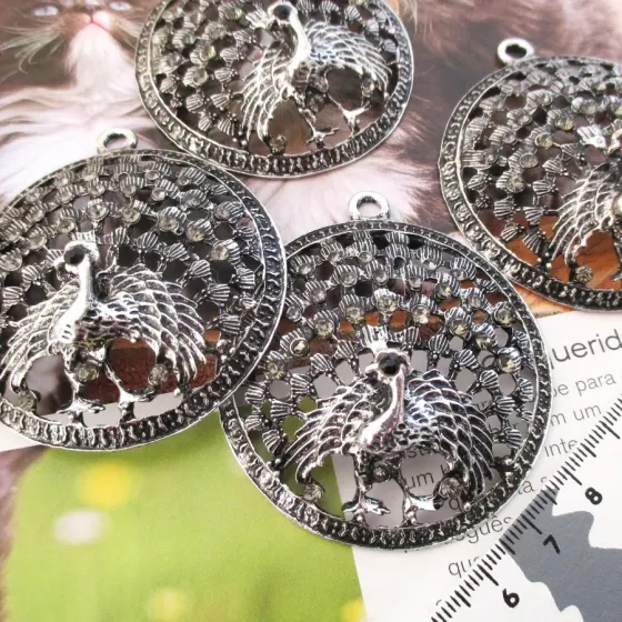 Lote 4 Pendentes Pavão -...