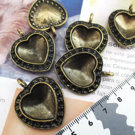 Lote 6 Pendentes Coração -...