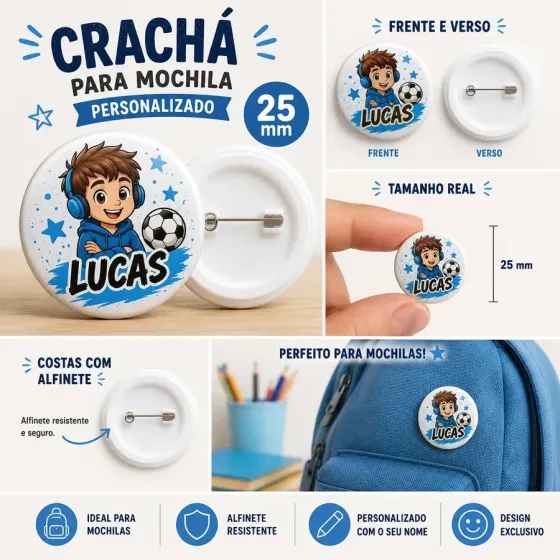 Crachá Personalizado 25mm -...
